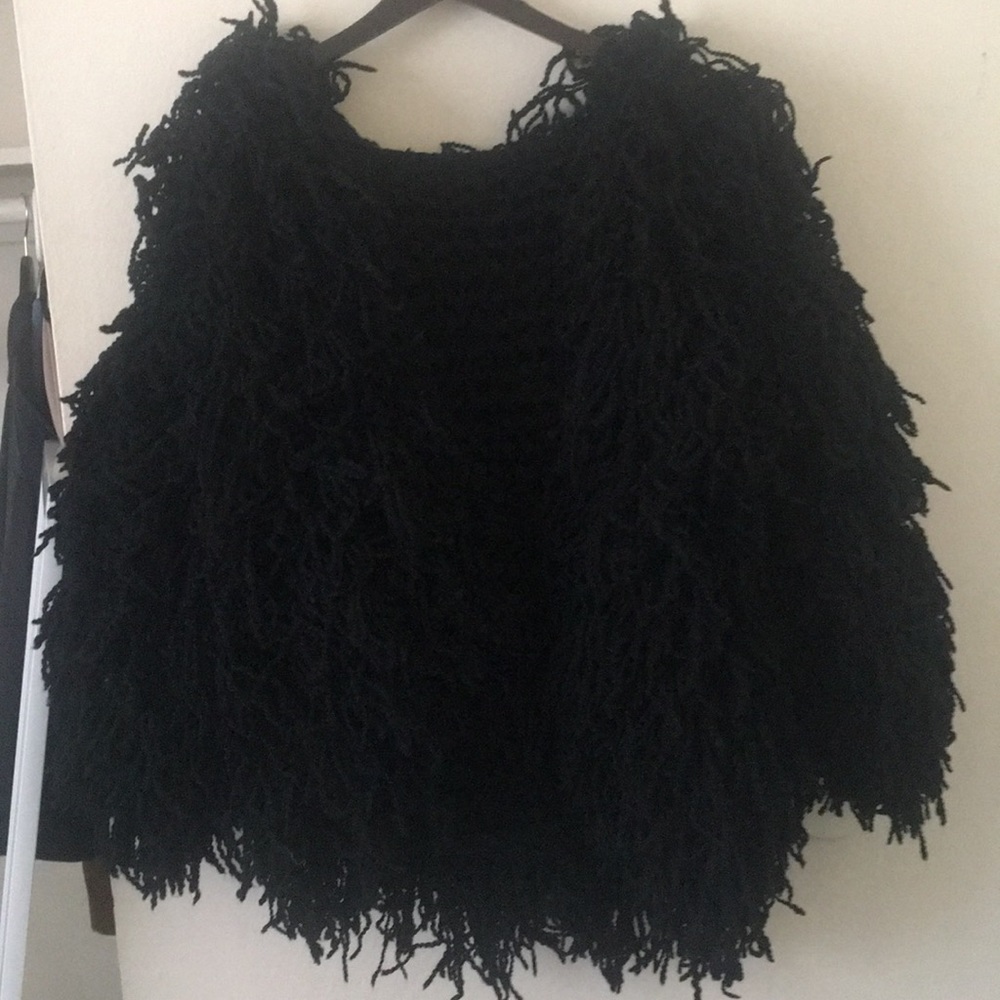 Black Shag Runway Coat 90s Award show runway